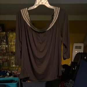 Old Navy Gray 3/4 Sleeve Backless Sailor Collar Blouse